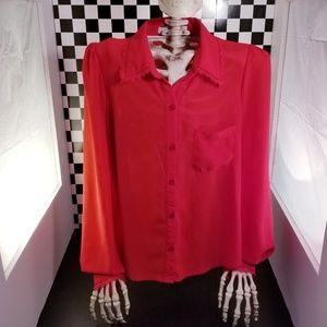 Blood Red Button Up